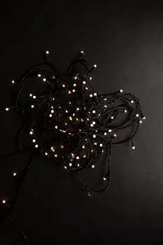 

Garland strand room, for decoration, cord black color, warm white light, соединяемая.