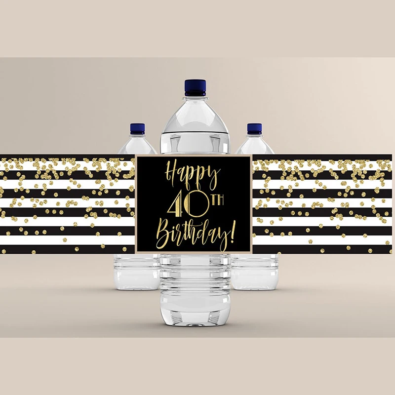 

30th 40th 50th birthday decorations cheers to 60 years water bottle wraps birthday party decoration-15pcs