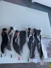 Mechones de pelo liso brasileño con cierre, cabello humano Remy de 30 pulgadas, Color Natural, 3 mechones