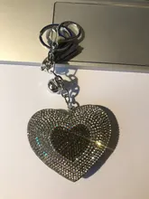 ZOSHI-Llavero borla cuero con forma de corazón, llavero con anilla para llaves, llavero de cristal de Metal, bolso con abalorio, colgante automático, regalo, precio al por mayor