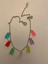 Collar de oso de dibujos animados de color caramelo, colorido Oso de resina hecho a mano, joyería para fiesta