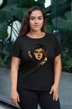 

Angemiel Wear Ruhani Meksikalı Beautiful Black Women Cotton Large Size T-Shirt