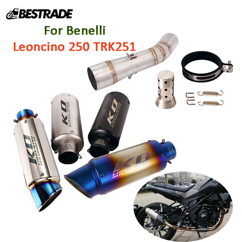 

For Benelli Leoncino 250 TRK251 Motorcycle Exhaust System Mid Middle Link Pipe Slip On 51mm Muffler Tube Removable DB Killer