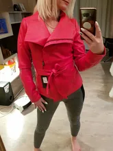 Jacket Short Turn-Down-Collar Spring Faux-Leather AORRYVLA Fashion Women New Length Slim-Style