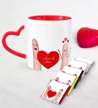 

Personalized Valentine 'S Day Themed Red Heart Mug and Chocolate Set-88