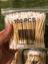 100 unids/bolsa de doble cabeza desechable de algodón de maquillaje hisopo de algodón suave brotes médicos palos de madera nariz y orejas Herramientas de limpieza Cotonete