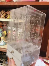 Fasion-expositor de joyería de Material acrílico, soporte para pendientes y organizador de joyas, escaparate para pendientes, caja de soporte