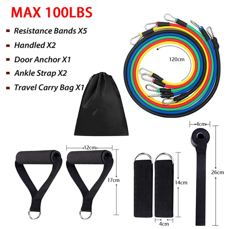 11pcs/Set Latex Resistance Bands Set Exercise Yoga Tube Pull Rope Fitness Sport Rubber Elastic Bands Muscle Strength Training 6 11pcs/Set Latex Resistance Bands Set Exercise Yoga Tube Pull Rope Fitness Sport Rubber Elastic Bands Muscle Strength Training 6