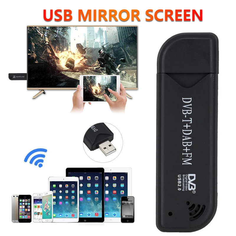 

Mini USB 2.0 Digital Dongle TV Stick Wireless Radio DVB-T SDR+DAB+FM Antenna Receiver Video Broadcasting Tuner For TV PC Laptops