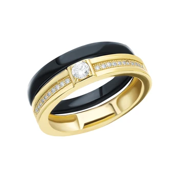 

Silver ring with ceramics and cubic zirconia sunlight sample 925