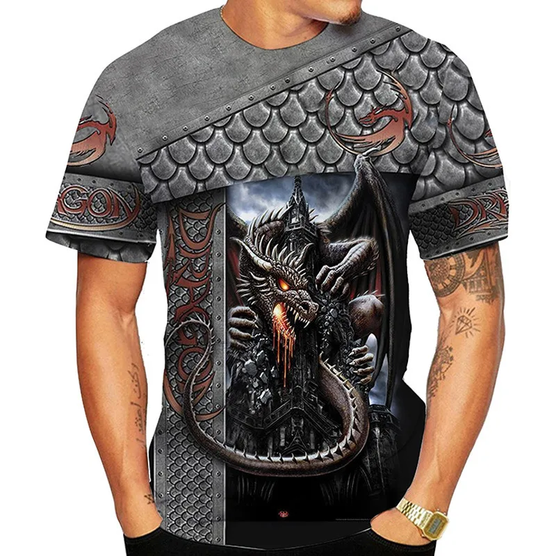 Cool Flying Dragon Art 3D Printed Men's T-shirt 2022 Summer Fashion O Neck Short Sleeved Tops Hipster Casual Street Wear Clothes cool t shirts