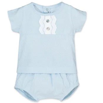 

Calamaro, Baby clothes set 100% Cotton's figure blue color, sizes: 0-6M, Linnen de bebe, summer baby clothes.