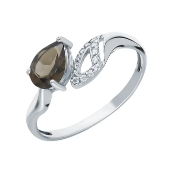 

Silver ring with раухтопазами and cubic zirconia sunlight sample 925