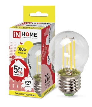 

LED lamp LED BALL Deco 5 W V E27 3000 K 450lm transparent IN HOME