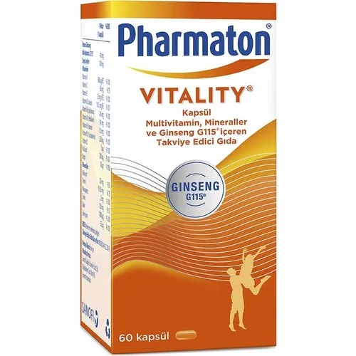 Pharmaton 60 Capsules Multivitamin Ginseng G115 Vitamin A,B,C,D,E + Folic Acid + Calcium, Iron Vitamin Magnesium Zinc Copper afbeelding