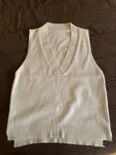 Chaleco tejido cuello pico para mujer, suéter coreano salvaje suelto, sin mangas, novedad de otoño e invierno