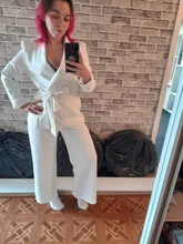 Blazer Leg-Pants Two-Piece-Set TWOTWINSTYLE Long-Sleeve White Wide Casual Women Female