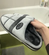 Fur Slippers Shoes Men Winter Big-Size Home Warm Gingham for Male Antiskid Suede Short