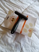 Cepillo de corte para mascotas, peine para el cuidado del perro y gato, para pelo corto o largo con doble fila de alfileres de acero inoxidable