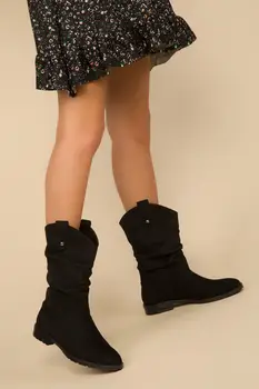 

SOHO Women Fashion Pointed Boots Female Casual Flats Shoes High Quality Ladies Pure Color Mid-calf Boots Winter Sprinng 14260