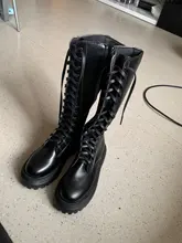 Botas hasta la rodilla de piel sintética con plataforma gruesa para Mujer, botines largos con cordones, con cremallera, estilo Punk, Chelsea, 2020