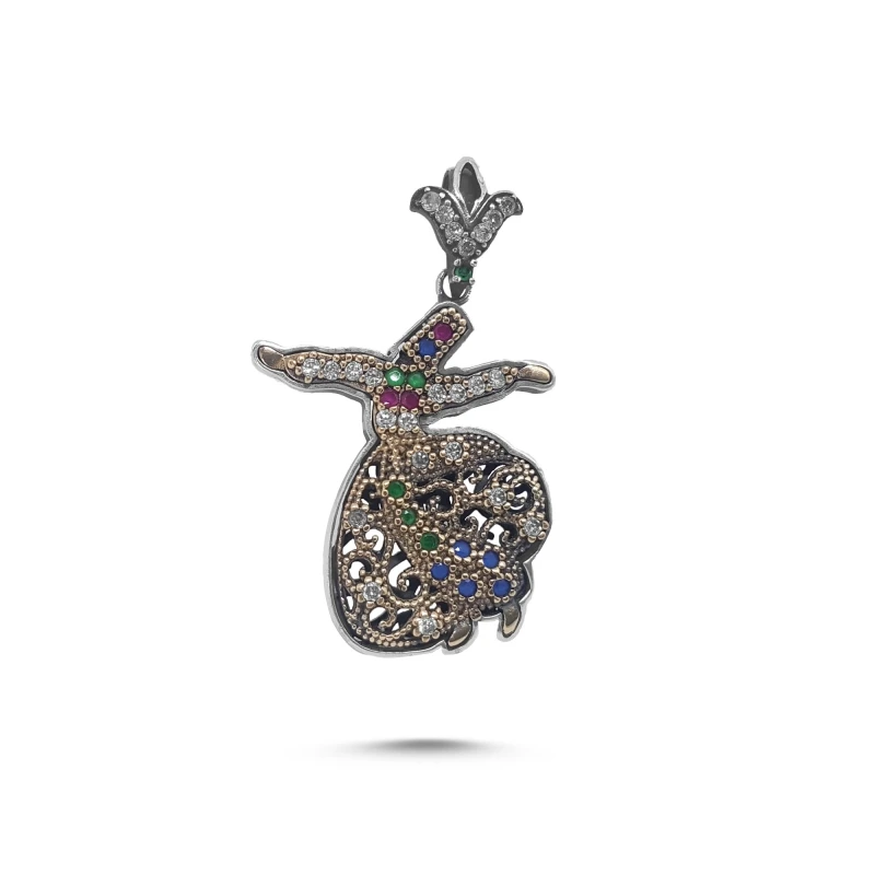 

Silver 925 Sterling Authentic Zircon Cubic Zirconia Whirling Dervish Pendant