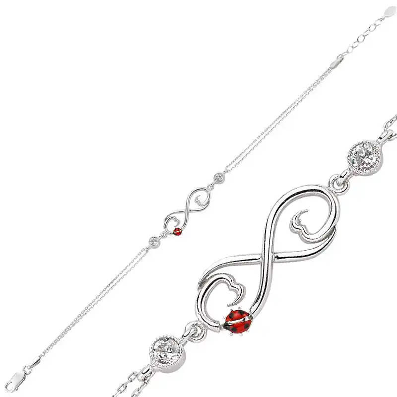 

Silver Ladybird Buggy Infinity Ladies Bracelet