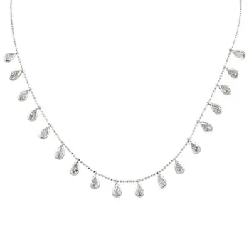 

Angemiel 925 Silver Dangle Drop Zircon Necklace-Rhodium Plated