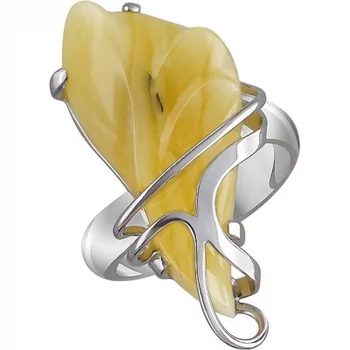 

Baltic patterns ring with silver Amber