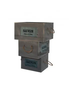 

Mobili Rebecca Set 3 Boxes Favors Fruit Wood Gray Kitchen 19x35x28