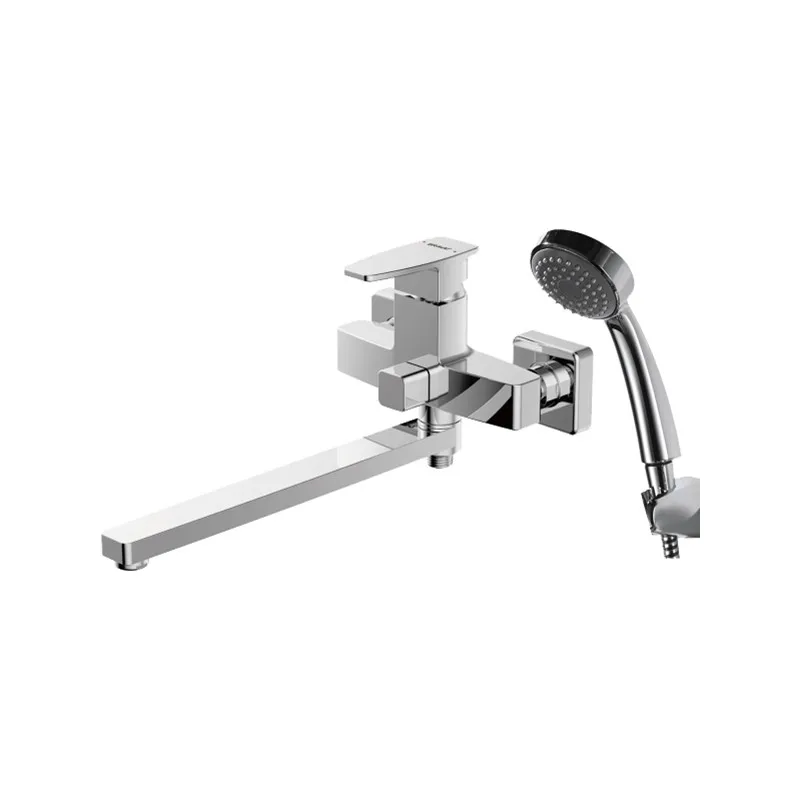 Смеситель для ванны с душем Bravat RIFFLE длинный нос F672106C LB|Смесители ванны| |