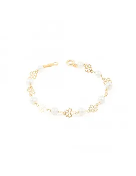 

Bracelet baby or girl gold flower openwork with pearls