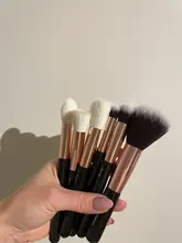 Jessup-Juego de brochas de maquillaje, base en polvo, sombra de ojos, oro rosa/Negro, 6 uds.-25 uds.