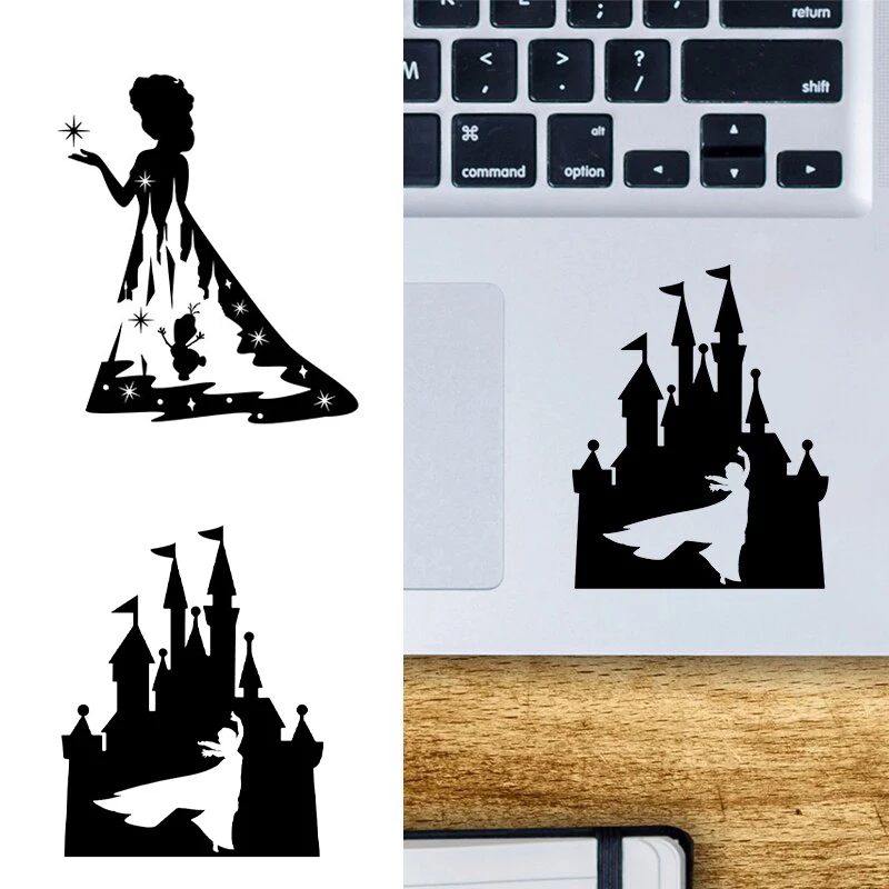 Frozen Elsa E Anna Princess Castle Adesivo In Vinile Decalcomanie Per Laptop Decorazione Olaf Decalcomania Del Fumetto Per Finestrino, Tazza, Bottigli