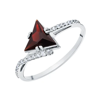 

Silver ring with garnet and cubic zirconium sunlight sample 925