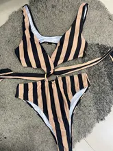 One-Piece Swimsuit Monokini Beach-Wear Hollow-Out Women New Bandage Ring In-X Stripe