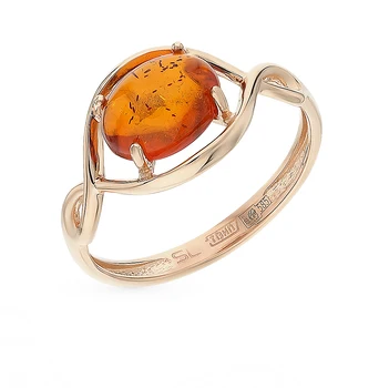 

Gold ring with amber sunlight sample 585