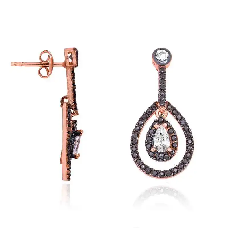 

Silver Black Drop Dangle Earrings