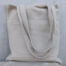 Сумка тоут шоппер с карманом, Длина: 38 см, ширина: 35 см. Состав: лён