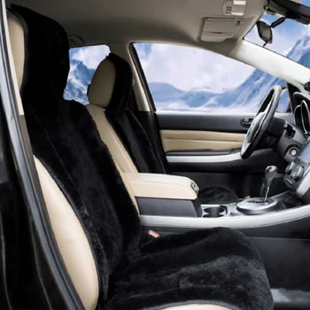 

Fur car cover up the seat of genuine sheepskin with поголовником. Short pile. Black.
