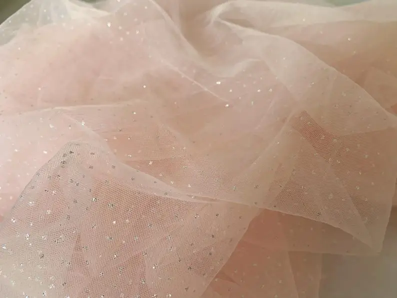 Nude Pink Color Extremely Small Mesh Soft Tulle Fabric - OneYard