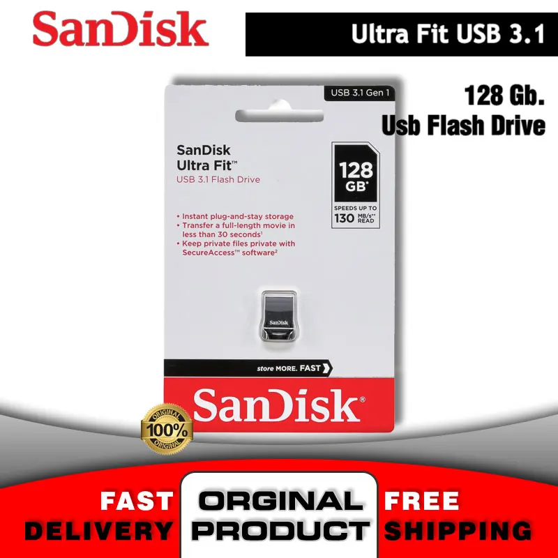 SanDisk Ultra Fit™USB 3,1 128 Gb Small Form Factor Plug & Bleiben Hallo-Speed-Flash-Memory Stick Stick