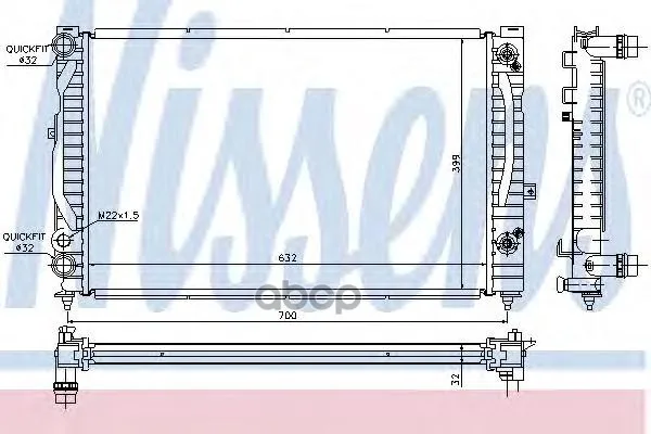 Радиатор Vag A4/A6 / Passat 1.6-2.3/1.9td 95-07 Nissens 60229 Nissens арт. 60229