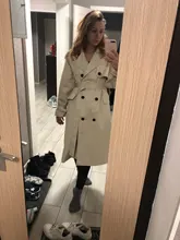 Marca del Reino Unido 2021 nueva moda Otoño/otoño Casual doble botonadura Simple clásico Trench largo con cinturón mujer Chic chaqueta