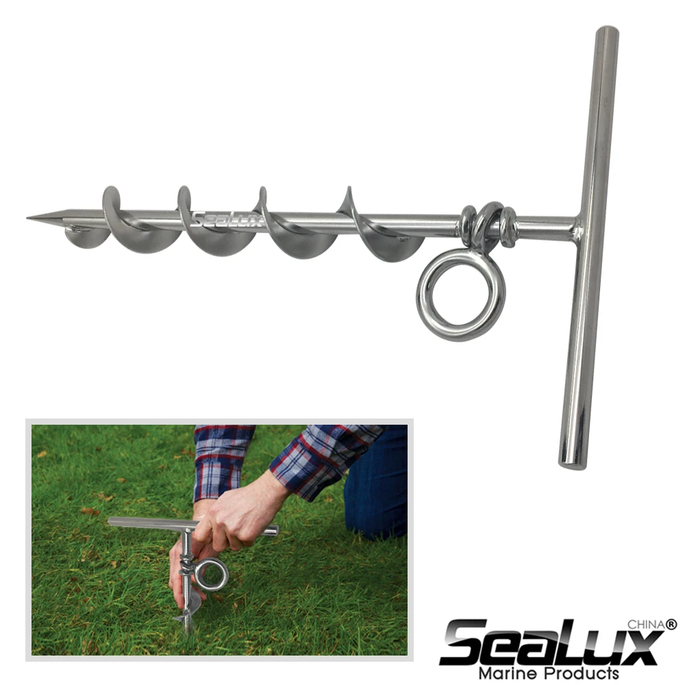 Sealux Multi-functional Marine Grade Stainless Steel Spiral Ground Anchor  With O-ring Screw Dog Tie-out Stake Backyard Camping - Marine Hardware -  AliExpress