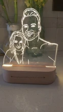 Night-Light Wooden-Base Christmas-Gift Photo-Customized Wedding DIY Holiday for USB 3D
