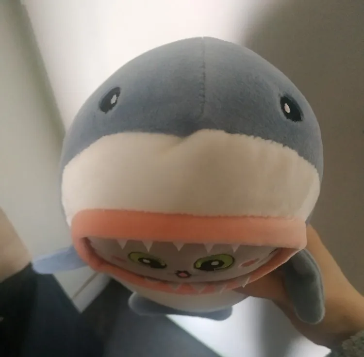 Cat Face Shark Plush Toy for playful pets7