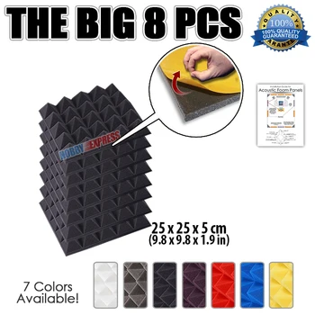 

Arrowzoom 9.8 x 9.8 x 1.9" 8 pcs Bundle Pyramid Studio Acoustic Panel Soundproof Foam Tile with Adhesive KK1053