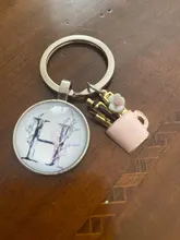 Llavero con portalápices esmaltado, colgante de A-Z redondo de vidrio convexo, regalo de día de maestro, Gracias Maestro por la luz