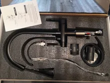 Quyanre-grúa filtrada para cocina, grifo con filtro de agua de rotación 360, mezclador de fregadero de tres vías, color negro mate